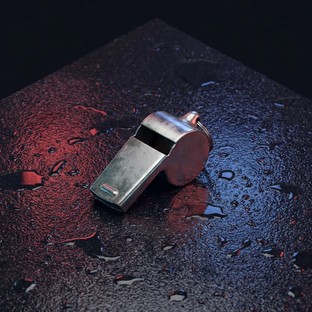 Police whistle on asphalt