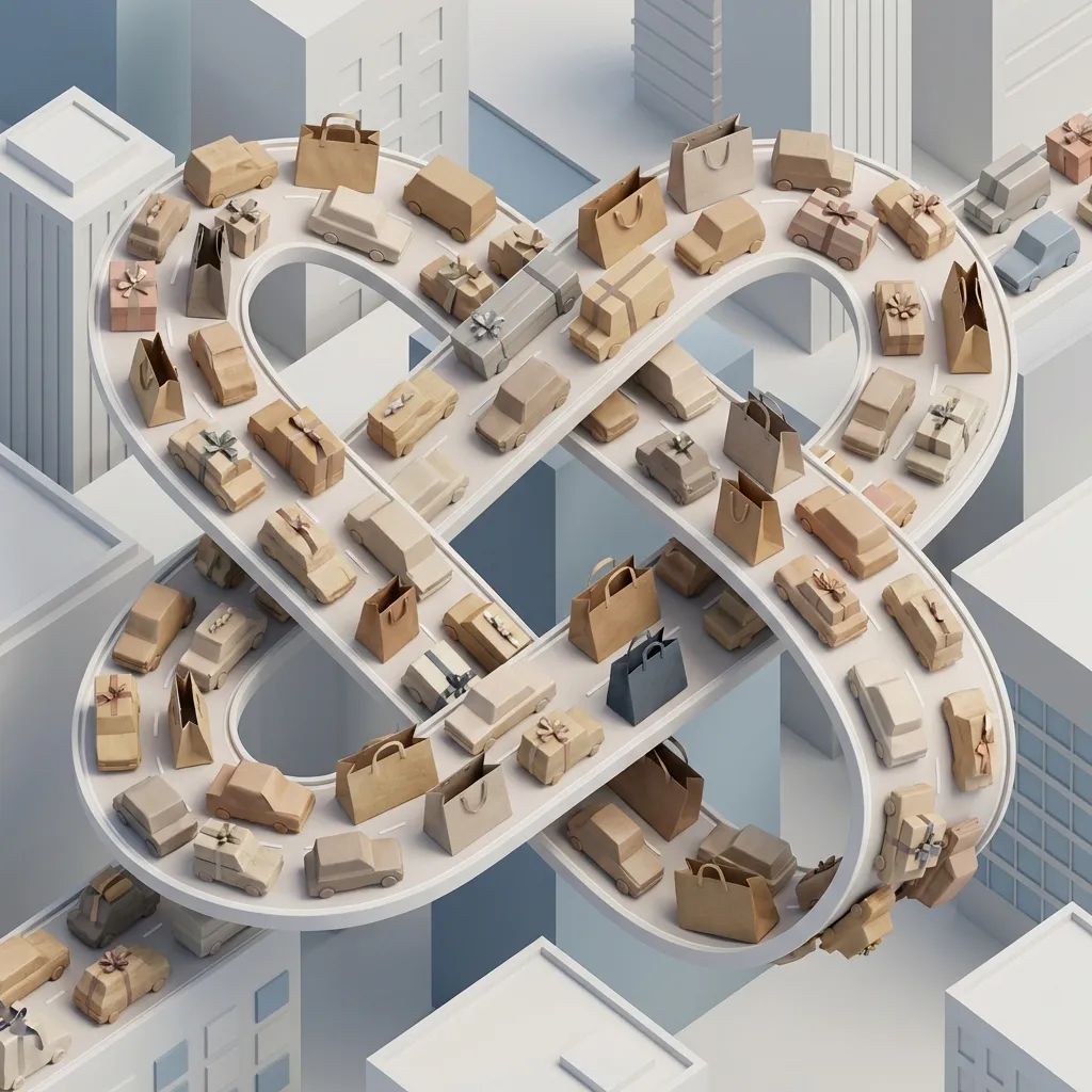 Gridlock made of shopping bags