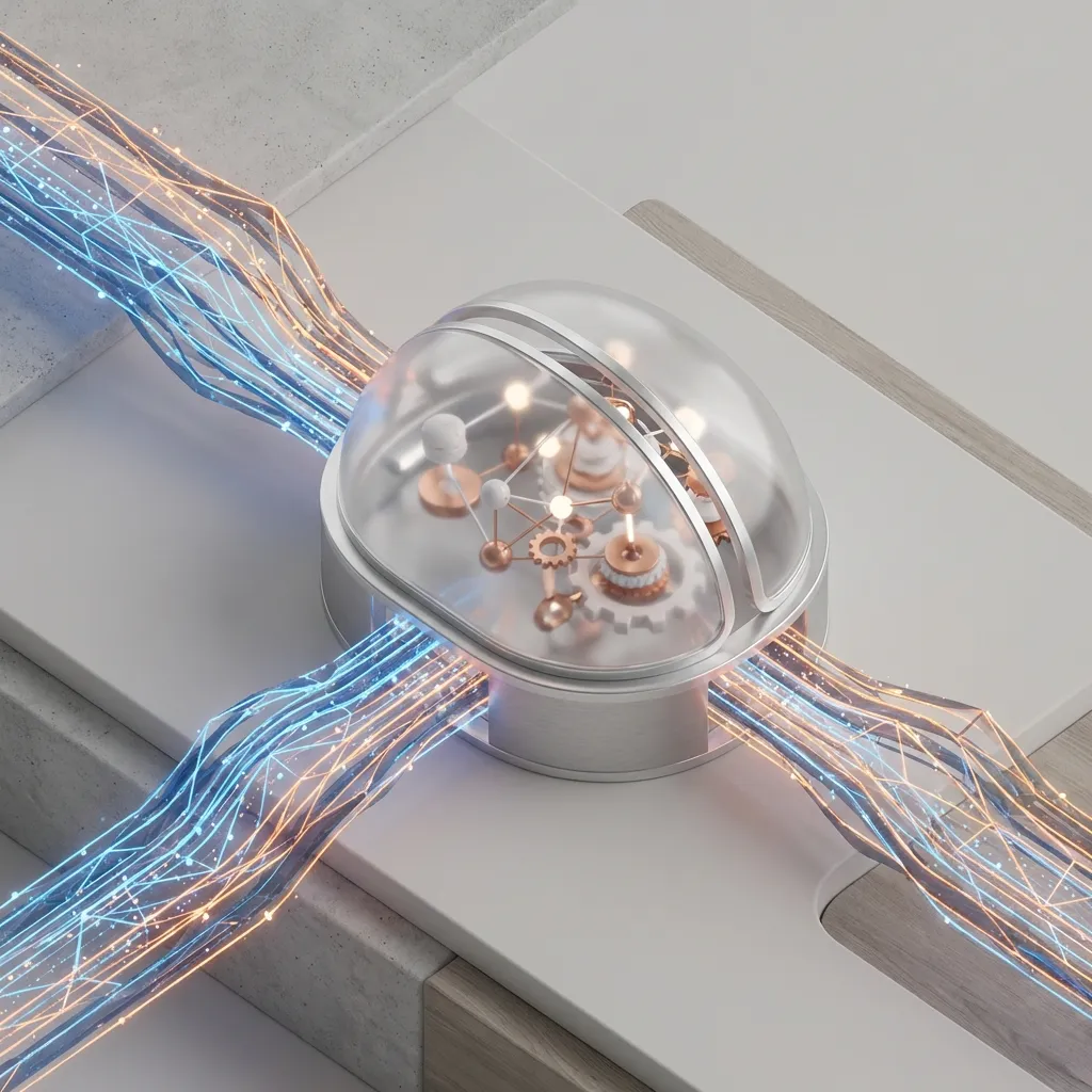 Abstract visualization of two visual signals arriving at a brain processing center at slightly different times