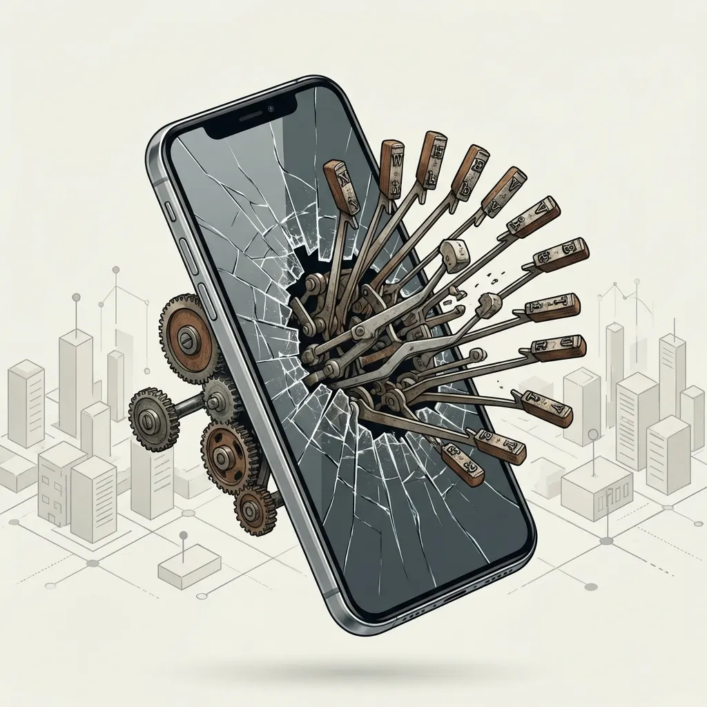 Smartphone haunted by typewriter mechanics