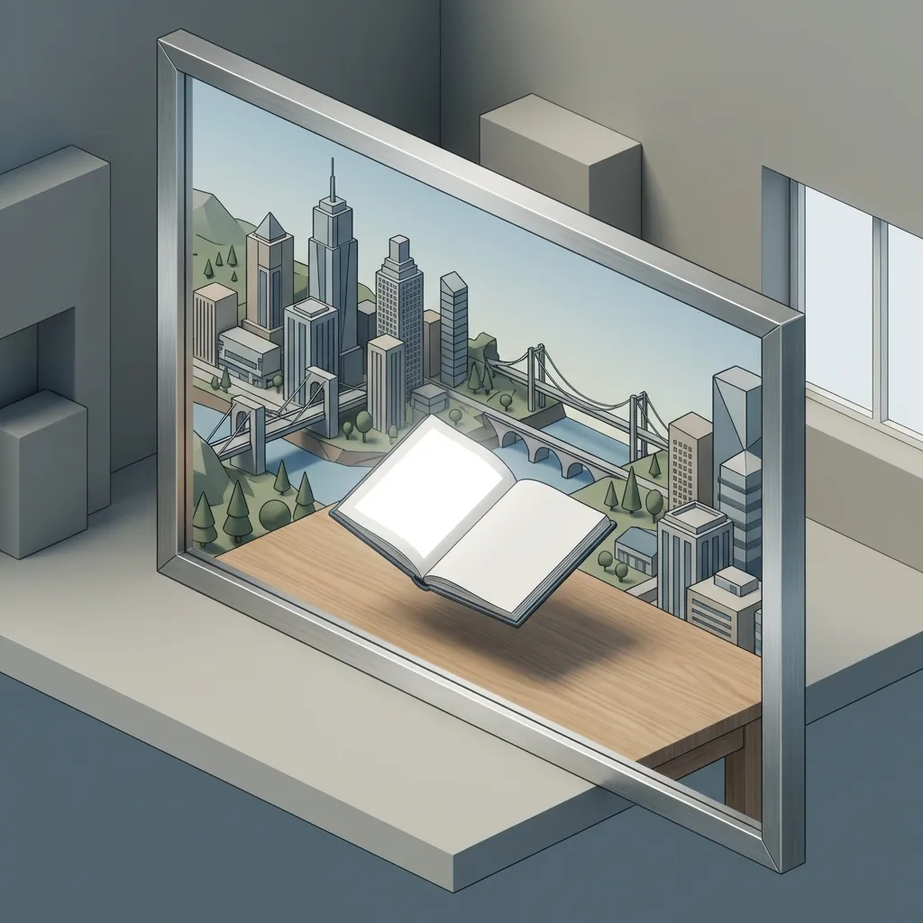 Reflection showing clear world but blank text