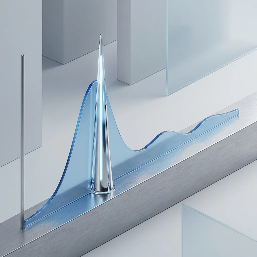 Infographic style graph showing the probability curve of knotting vs wire length, spiking at 46cm